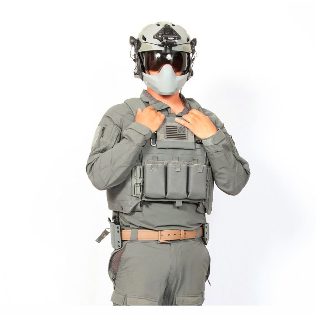 Galvion Batlskin Caiman Bump Mandible Guard Gray (Custom Color) in use